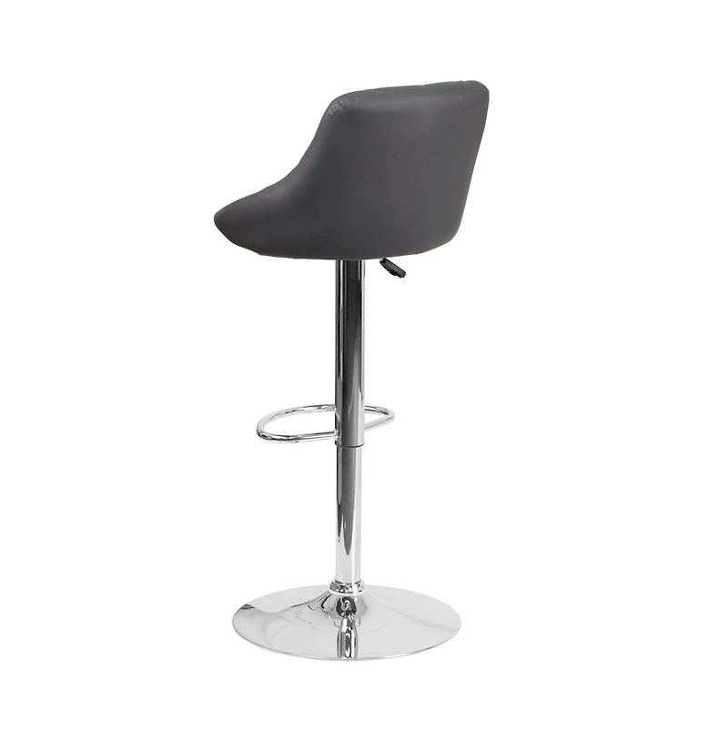 Bucket Seat Adjustable Height Barstool With Diamond Pattern Back