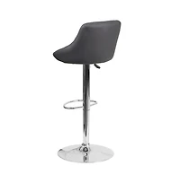 Bucket Seat Adjustable Height Barstool With Diamond Pattern Back