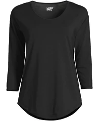 Lands' End Women's 3/4 Sleeve Lightweight Jersey Shirttail Tee