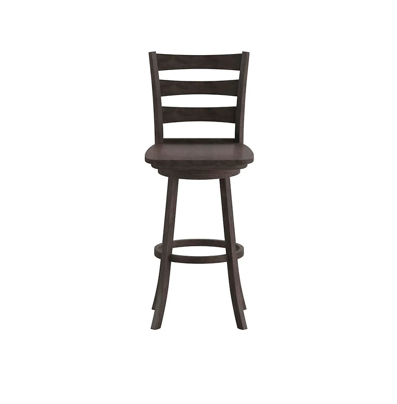 Therus Commercial Grade Classic Wooden Ladderback Swivel Stool With Solid Wood Seat And Footrest