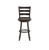 Therus Commercial Grade Classic Wooden Ladderback Swivel Stool With Solid Wood Seat And Footrest