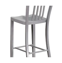 Merrick Lane Santorini 30 Inch Galvanized Steel Indoor/Outdoor Counter Bar Stool With Slatted Back And Powder Coated Finish