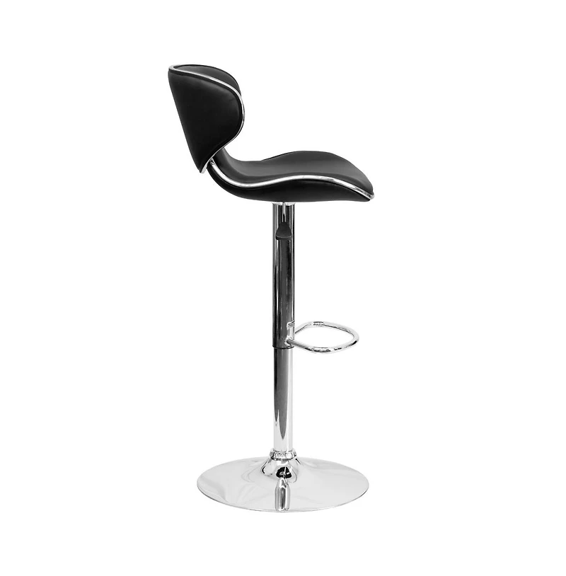 Contemporary Cozy Mid-Back Vinyl Adjustable Height Barstool