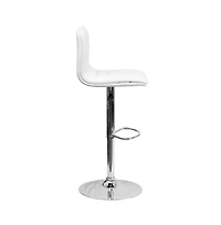 Coti Modern Channel Tufted Upholstered Height Adjustable Mid-Back Stool And Pedestal Base With Footrest