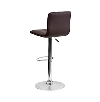 Coti Modern Channel Tufted Upholstered Height Adjustable Mid-Back Stool And Pedestal Base With Footrest