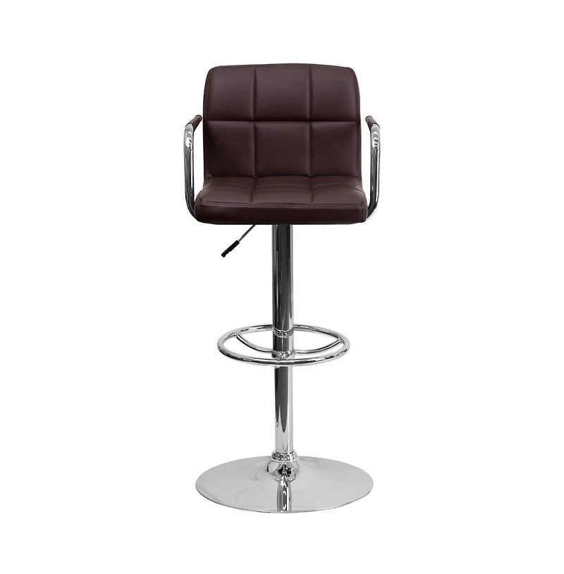 Emma+Oliver Adjustable Bar Stools | Set Of 2 Counter Height Barstools With Back And Armrest