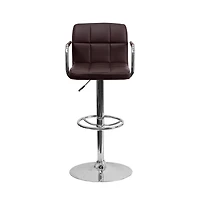 Emma+Oliver Adjustable Bar Stools | Set Of 2 Counter Height Barstools With Back And Armrest