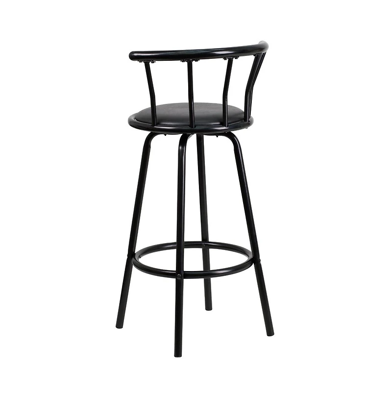 Crown Back Metal Barstool With Vinyl Swivel Seat