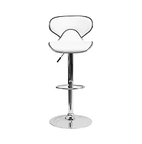 2 Pack Contemporary Cozy Mid-Back Vinyl Adjustable Height Barstool With Chrome Base