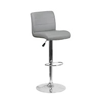 2 Pack Contemporary Vinyl Adjustable Height Barstool With Rolled Seat And Chrome Base