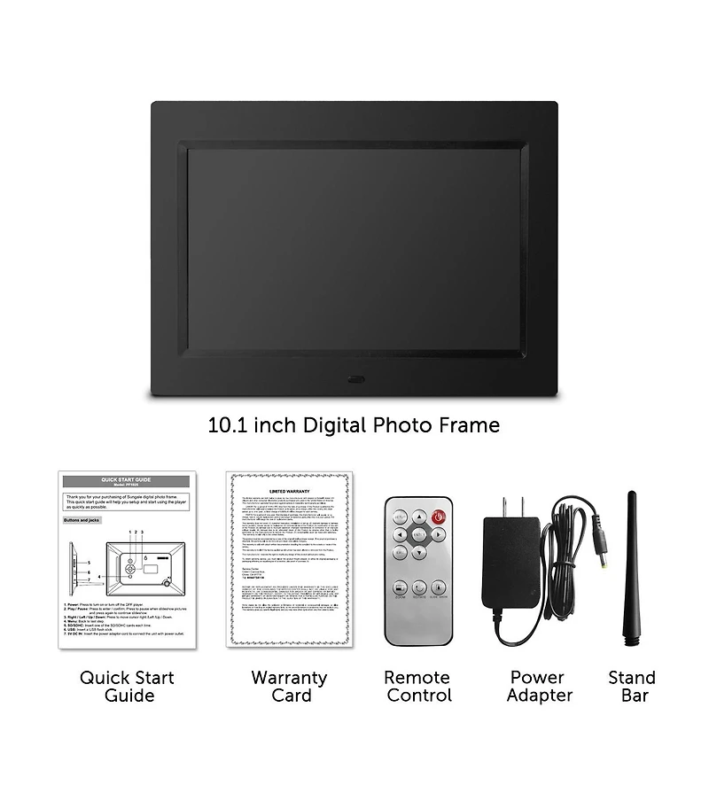 Sungale 10 inch Digital Photo Frame, Black, 1024x600 - Usb & Sd card Support