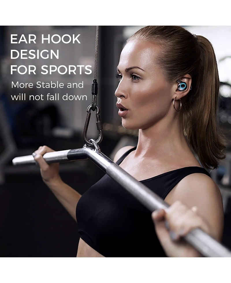 Sport Ear-Bud/Bluetooth 5.1- 28Hr Playtime, HiFi Stereo/Noise Cancel