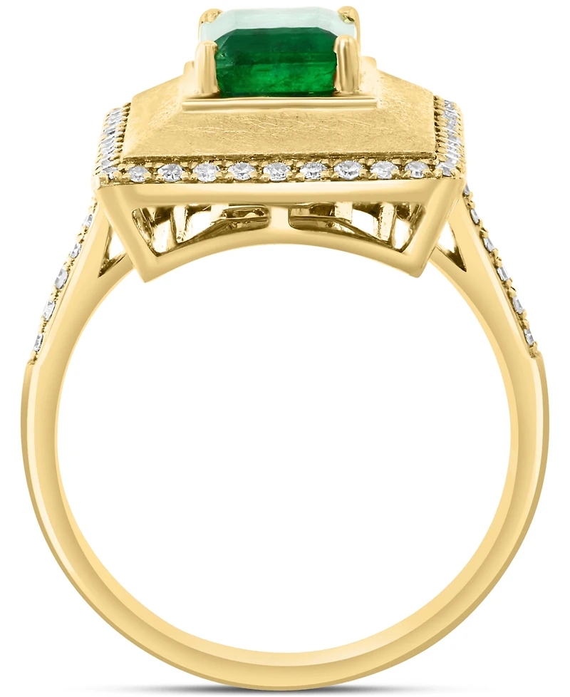 Effy Emerald (1-3/8 ct. t.w.) & Diamond (1/4 ct. t.w.) Pyramid Inspired Statement Ring in 14k Gold
