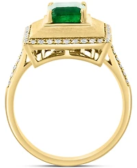 Effy Emerald (1-3/8 ct. t.w.) & Diamond (1/4 ct. t.w.) Pyramid Inspired Statement Ring in 14k Gold