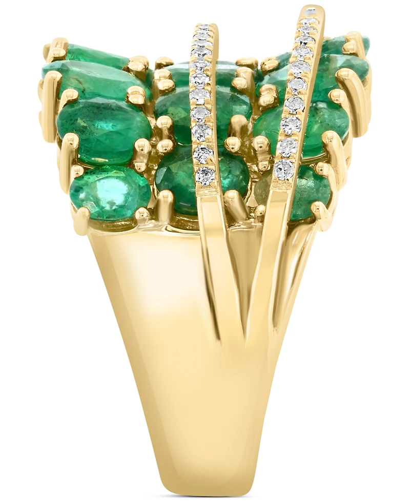 Effy Emerald (6-1/2 ct. t.w.) & Diamond (1/4 ct. t.w.) Multirow Statement Ring in 14k Gold