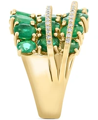 Effy Emerald (6-1/2 ct. t.w.) & Diamond (1/4 ct. t.w.) Multirow Statement Ring in 14k Gold
