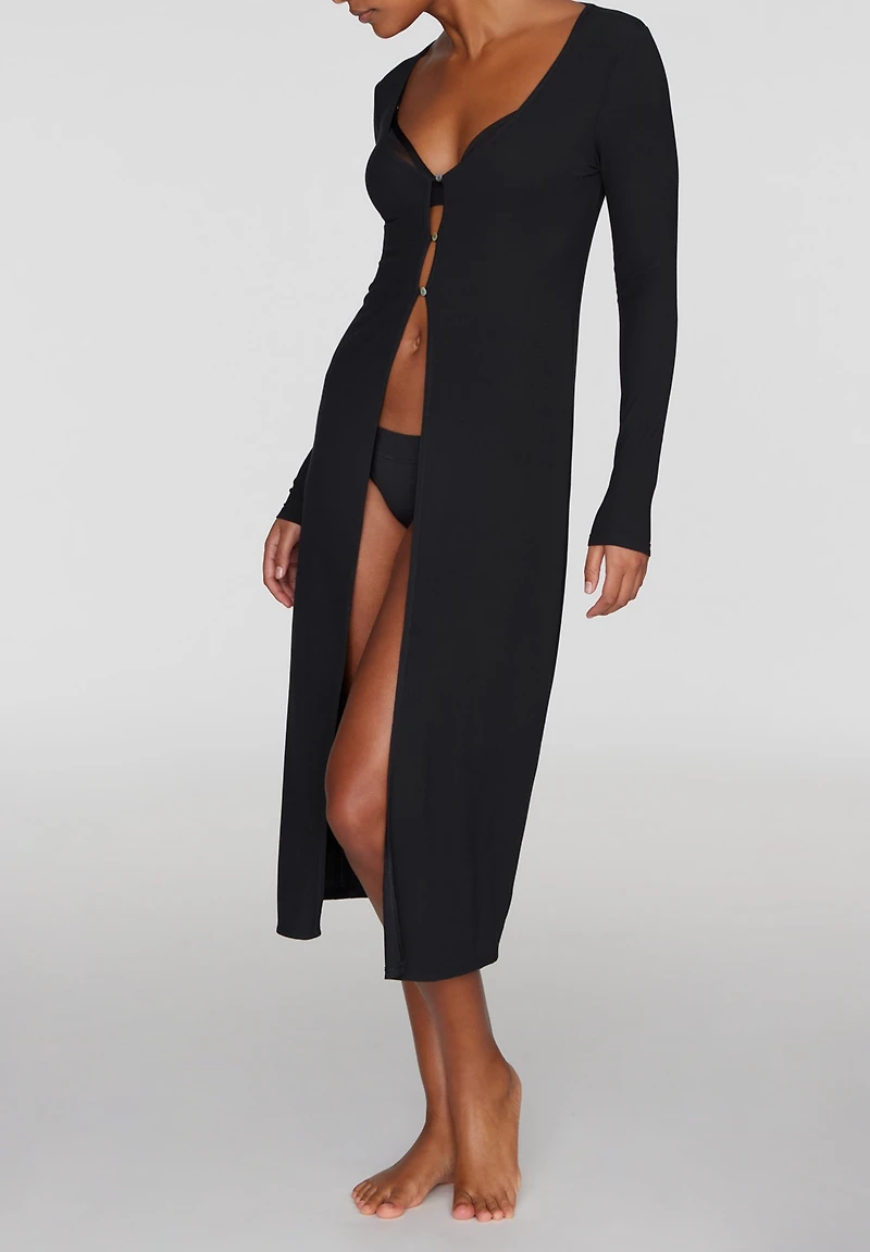 Cuup The Long Button Cardigan - Modal Silk Rib