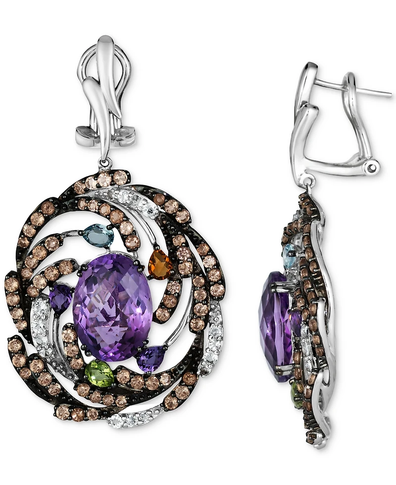 Le Vian Multi-Gemstone Swirl Cluster Drop Earrings (14-1/5 ct. t.w.) in 14k White Gold