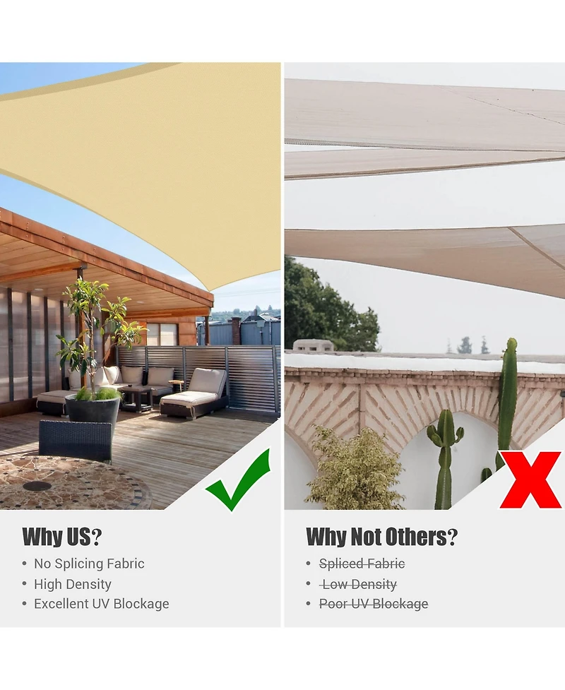 Yescom 16x16 Ft 97% Uv Block Square Sun Shade Sail Canopy Outdoor Patio Yard Poolside