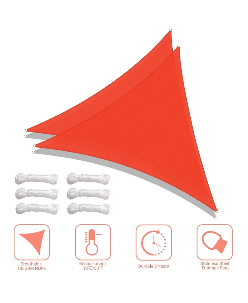 2 Pack 25 Ft 97% Uv Block Triangle Sun Shade Sail Canopy Outdoor Pool Cover Net