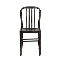 Merrick Lane Santorini 18 Inch Galvanized Steel Indoor/Outdoor Dining Chair With Slatted Back And Powder Coated Finish