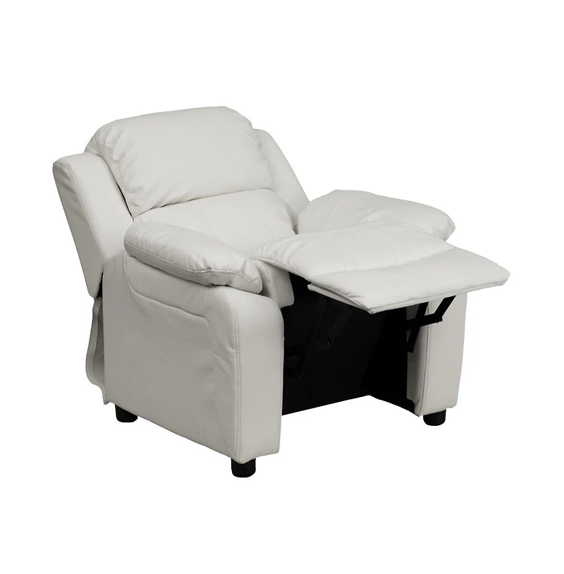 Deluxe Padded Contemporary Kids Recliner With Storage Arms