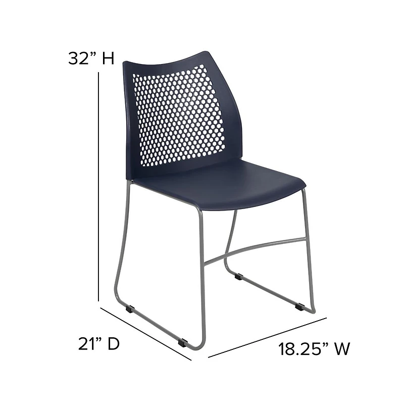 Home And Office Sled Base Stack Chair With Air-Vent Back - Guest Chair