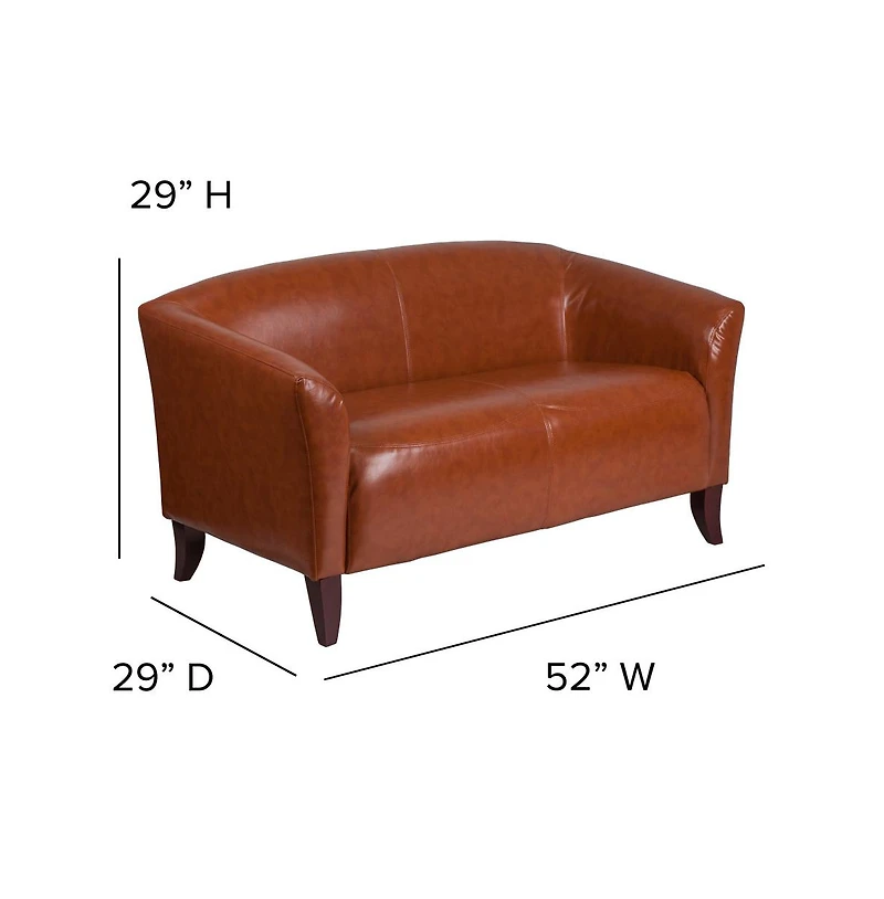 Leathersoft Reception/Living Room Loveseat With Cherry Wood Feet