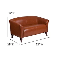 Leathersoft Reception/Living Room Loveseat With Cherry Wood Feet