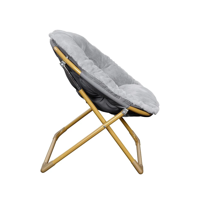 Io Kid'S Folding Saucer Chair With Cozy Faux Fur Upholstery And Metal Frame For Playroom, Bedrooms, Nursery More
