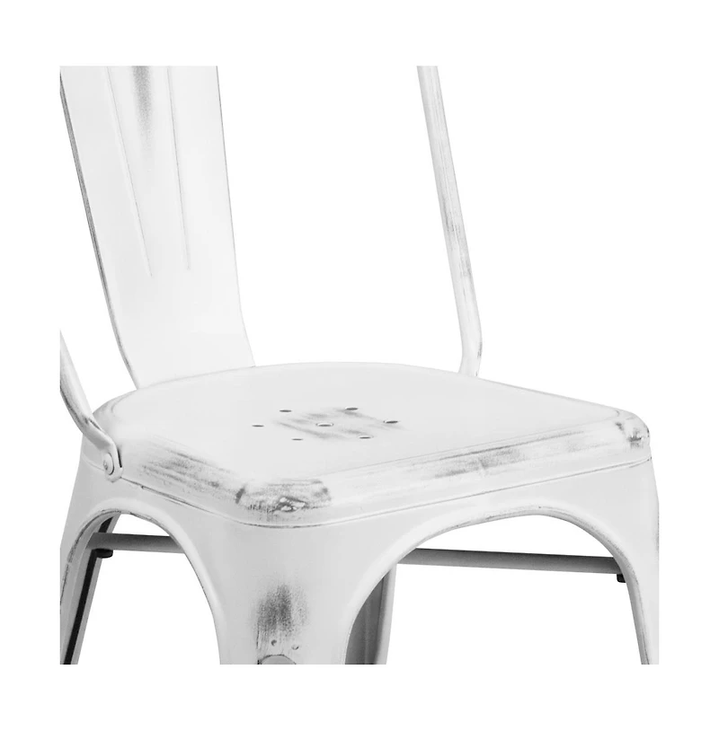 Banks Indoor/Outdoor Stacking Metal Dining Chair With Single Slat Back And Distressed Powder Coated Finish