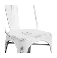 Banks Indoor/Outdoor Stacking Metal Dining Chair With Single Slat Back And Distressed Powder Coated Finish