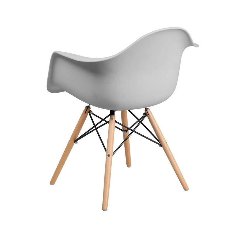 Merrick Lane Alda Series Polypropylene Accent Chair With Gently Curved Arms And Metal Braced Wooden Legs