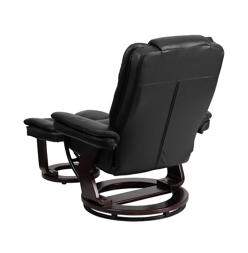 Multi-Position Stitched Recliner & Ottoman With Swivel Base