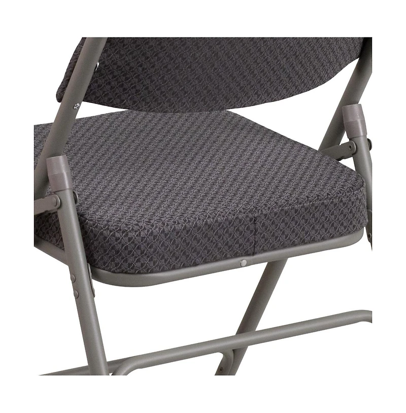 2 Pack Premium Curved Triple Braced & Hinged Fabric Upholstered Metal Folding Chair