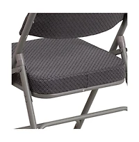 2 Pack Premium Curved Triple Braced & Hinged Fabric Upholstered Metal Folding Chair