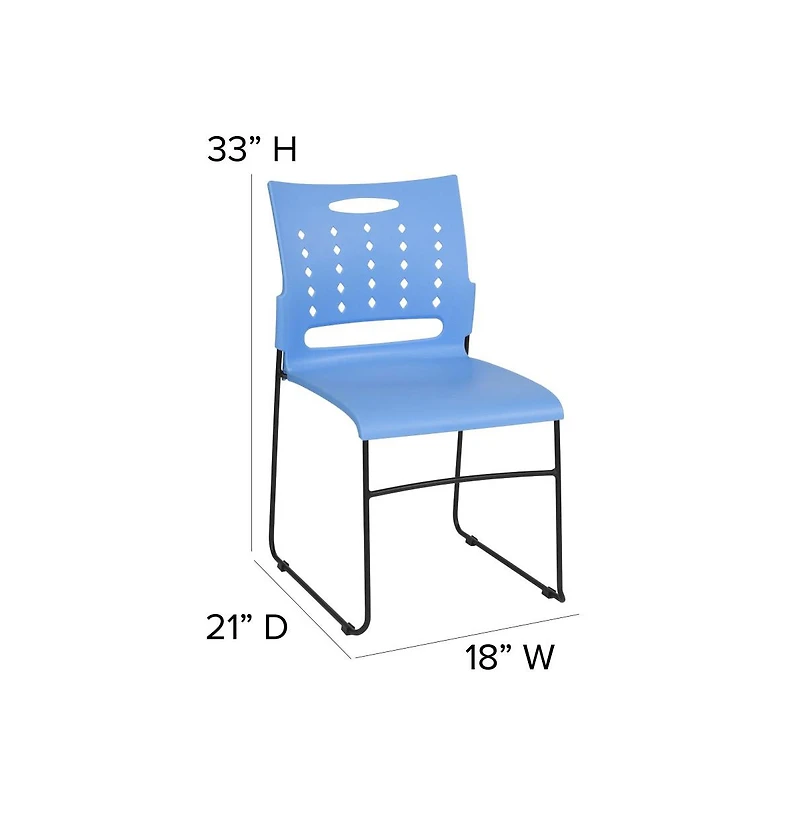 Emma+Oliver Home Office Plastic Accent Sled Base Stack Chair - Air-Vent Back