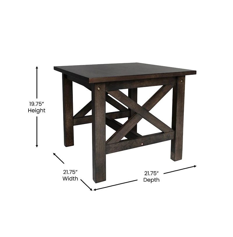 Matty Rustic End Table, Farmhouse Style Solid Wood Accent Table