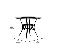 42" Round Glass Dining Table With Metal Frame