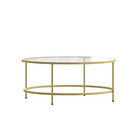 Newbury Glass Coffee Table With Round Matte Frame And Vertical Legs