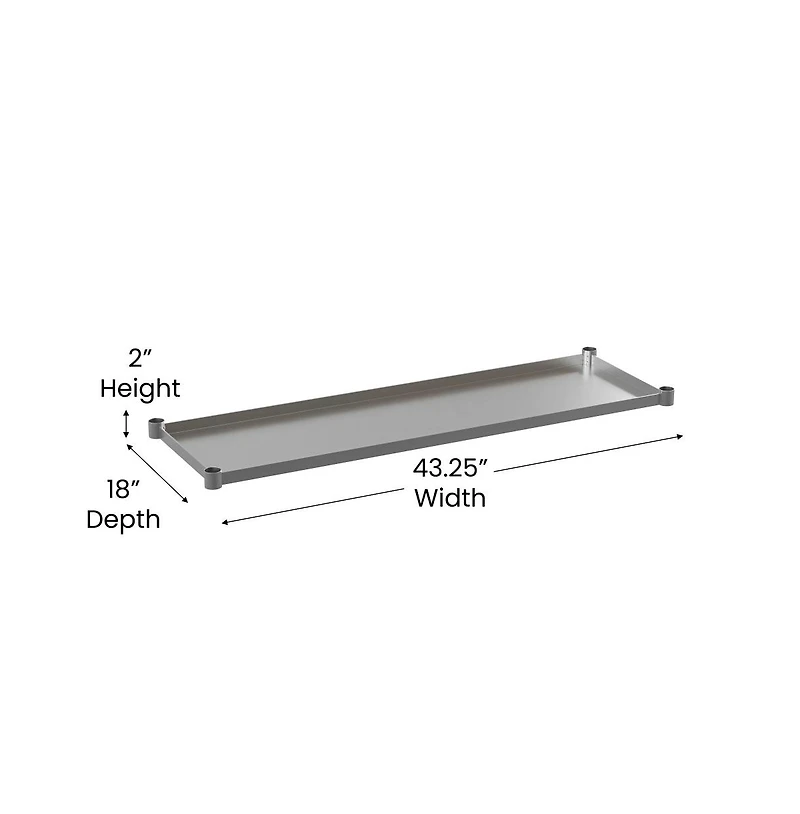 Under Shelf For Kitchen Prep And Work Tables - Adjustable Galvanized Lower Shelf For Stainless Steel Tables