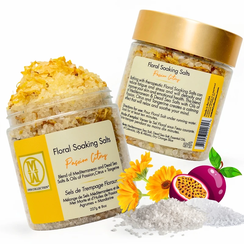 Omm Collection Floral Soaking Bath Salts Passion Citrus 8oz