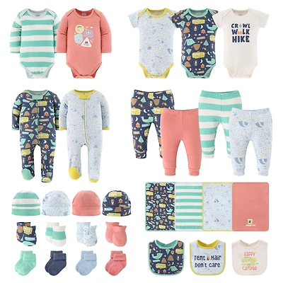 The Peanutshell Baby Boys Layette Gift Set Boys, Happy Camper, 30 Essential Pieces, 0-3 Months