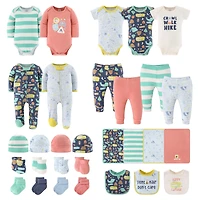 The Peanutshell Baby Boys Layette Gift Set Boys, Happy Camper, 30 Essential Pieces, 0-3 Months