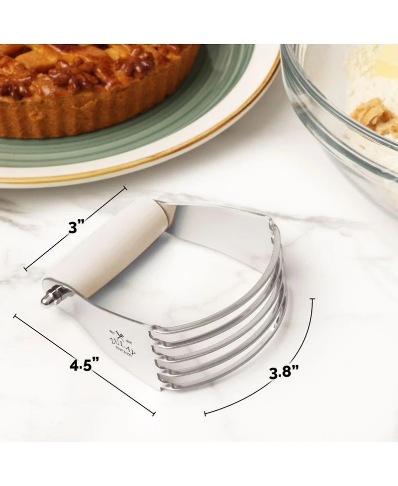 Zulay Kitchen Stainless Steel Dough Blender, Pastry Cutter, Heavy Duty Blender and Cutter with Blades