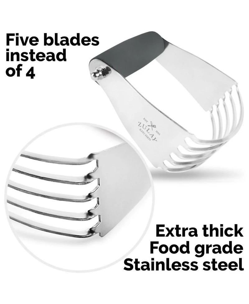 Zulay Kitchen Stainless Steel Dough Blender, Pastry Cutter, Heavy Duty Blender and Cutter with Blades