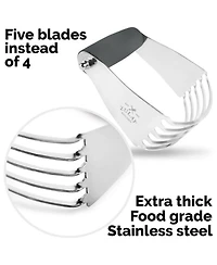 Zulay Kitchen Stainless Steel Dough Blender, Pastry Cutter, Heavy Duty Blender and Cutter with Blades
