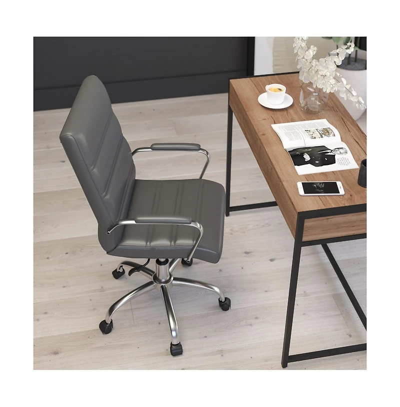 Milano Contemporary Mid-Back Home Office Chair With Padded Arms