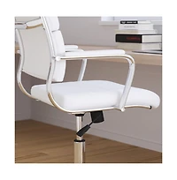Merrick Lane Mcentyre Ergonomic Swivel Office Chair Panel Style Mid-Back Computer Desk Chair With Padded Metal Arms & Base