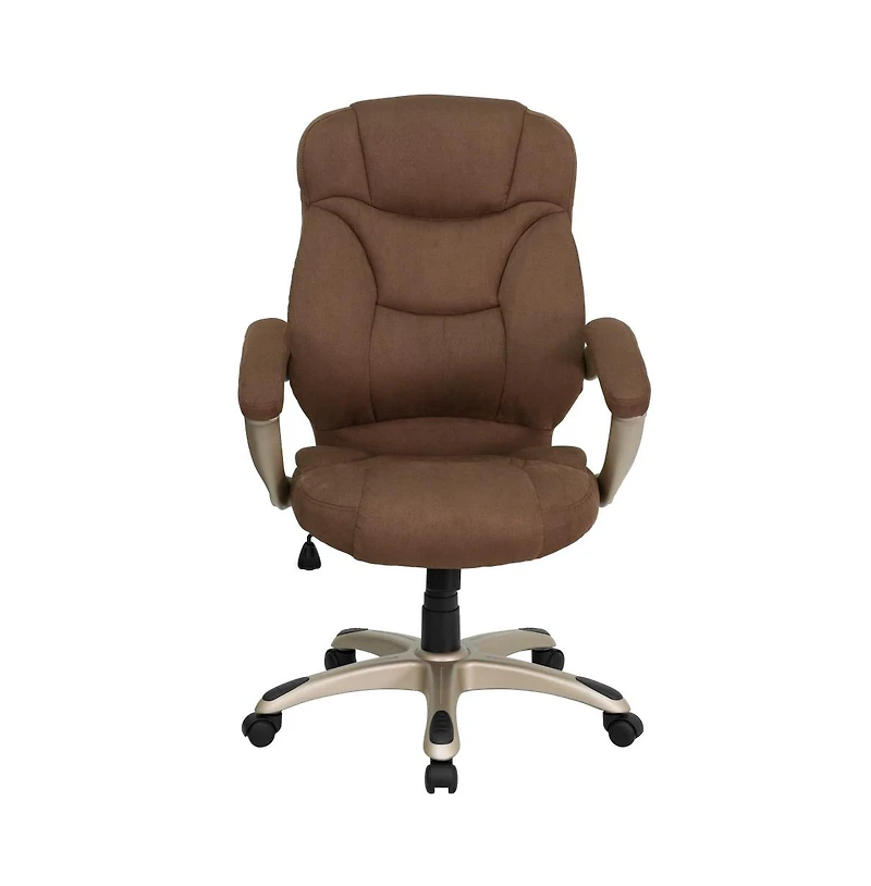 Emma+Oliver High Back Executive Ergonomic Office Chair With Silver Nylon Base And Arms